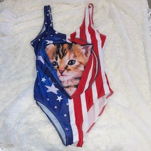 Patriotic Kitty Swimsuit, size small
